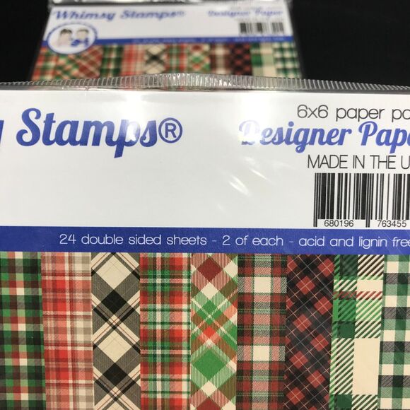 4 Whimsy Stamps Designer Paper Pad 6x6 Tartan WSDP27 Christmas New In Package - Picture 2 of 7